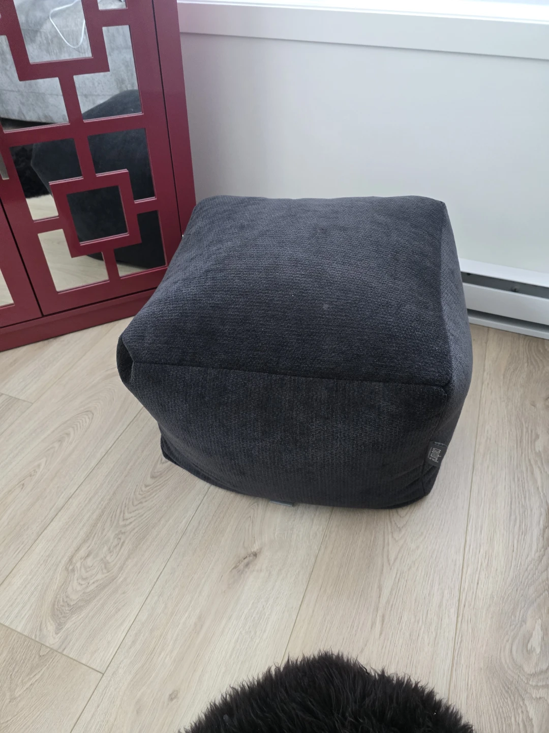 Couture Dark Grey Fabric Pouf