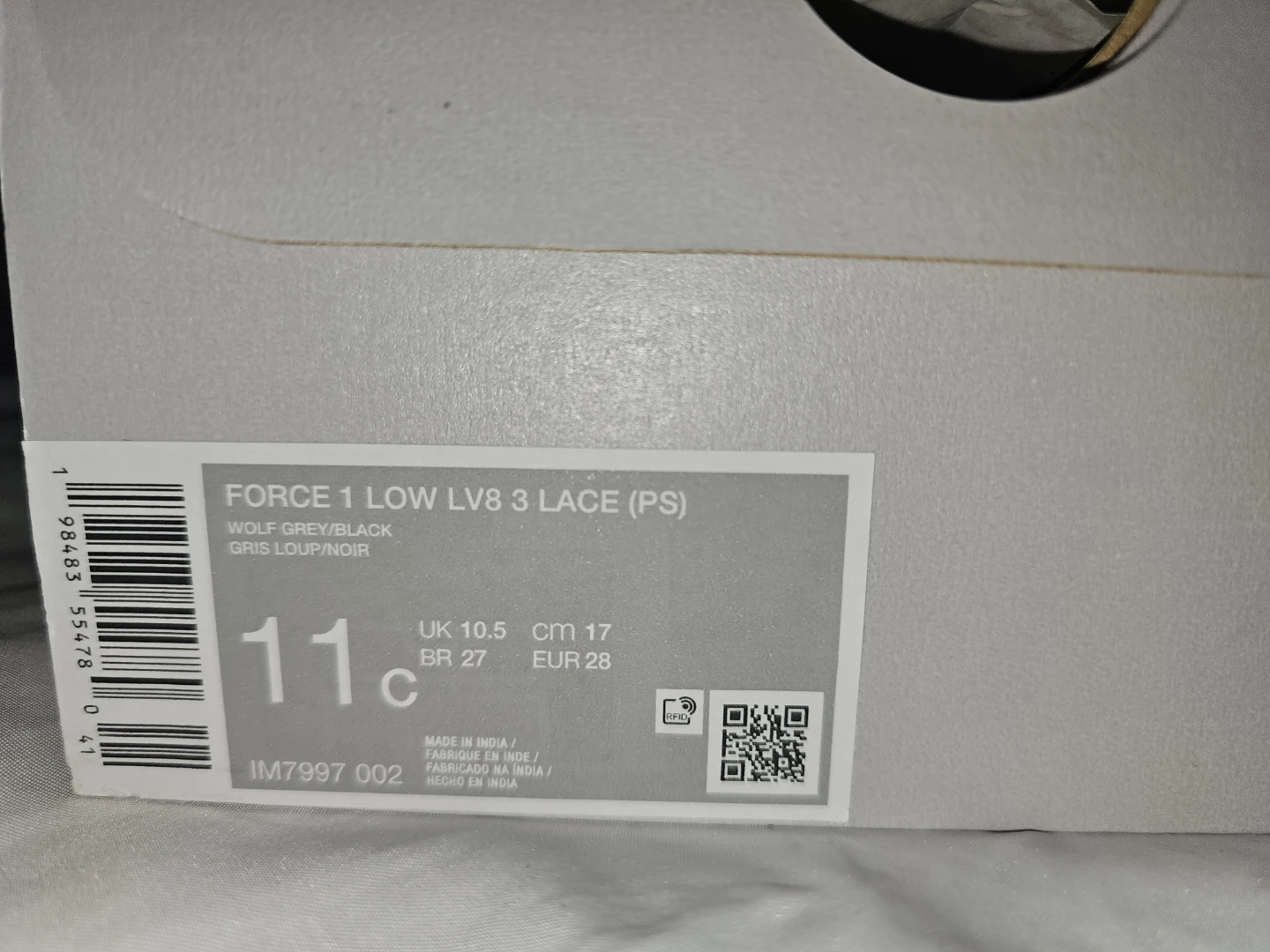 Nike Force 1 Low LV8 3 Lace Wolf Grey Size 11c - photo 5