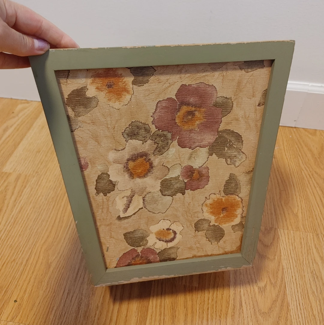 Vintage Floral Wooden Waste Basket