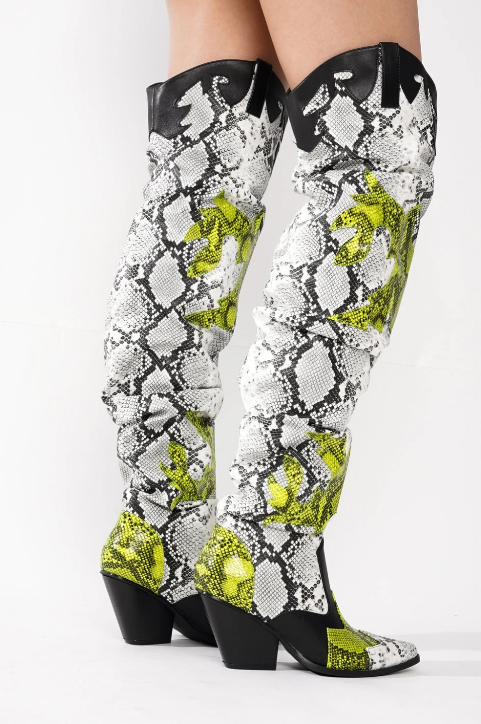Snakeskin Thigh High Cowboy Boots