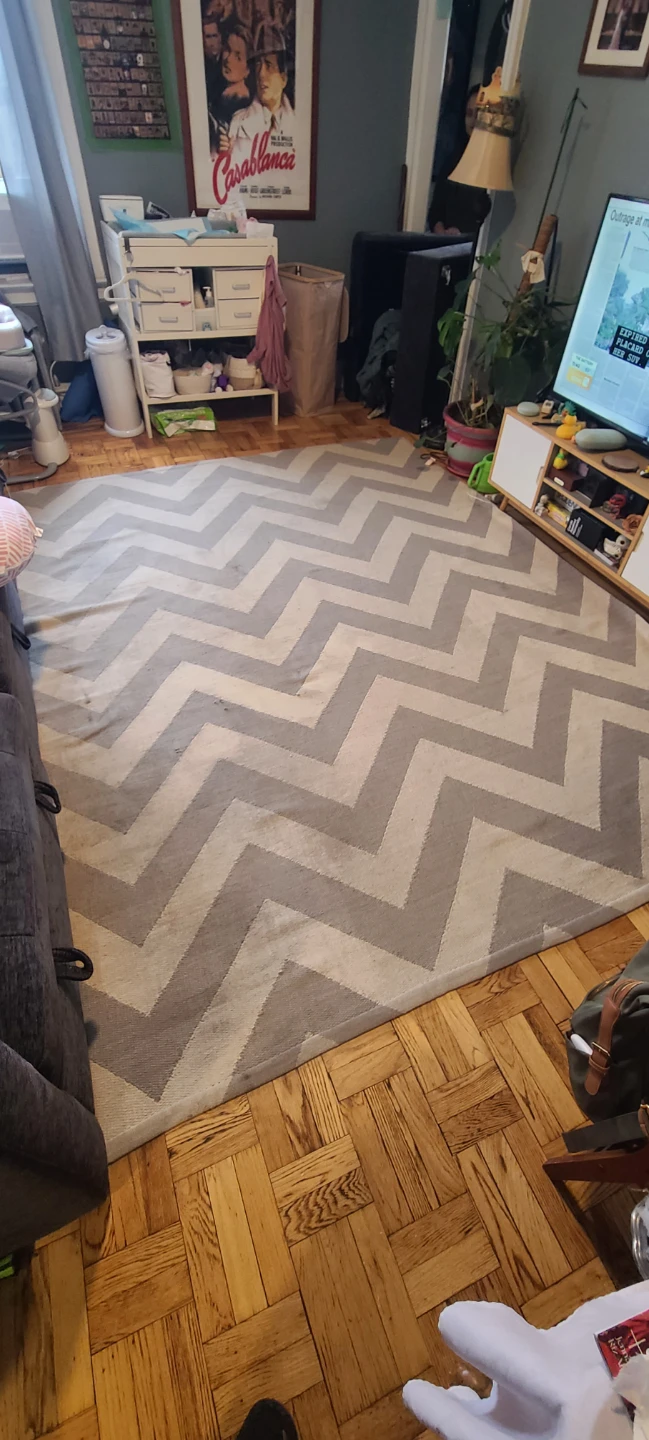 Jonathan Adler Gray & Ivory Chevron Wool Rug – 8′ × 10′ - photo 2