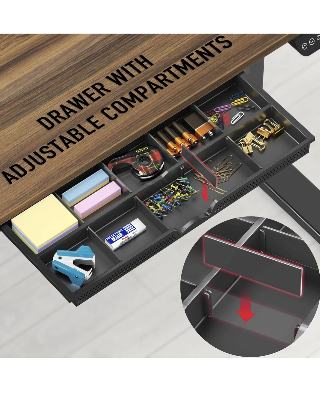 Adjustable Standing Desk with Drawer, 55 inch - photo 5