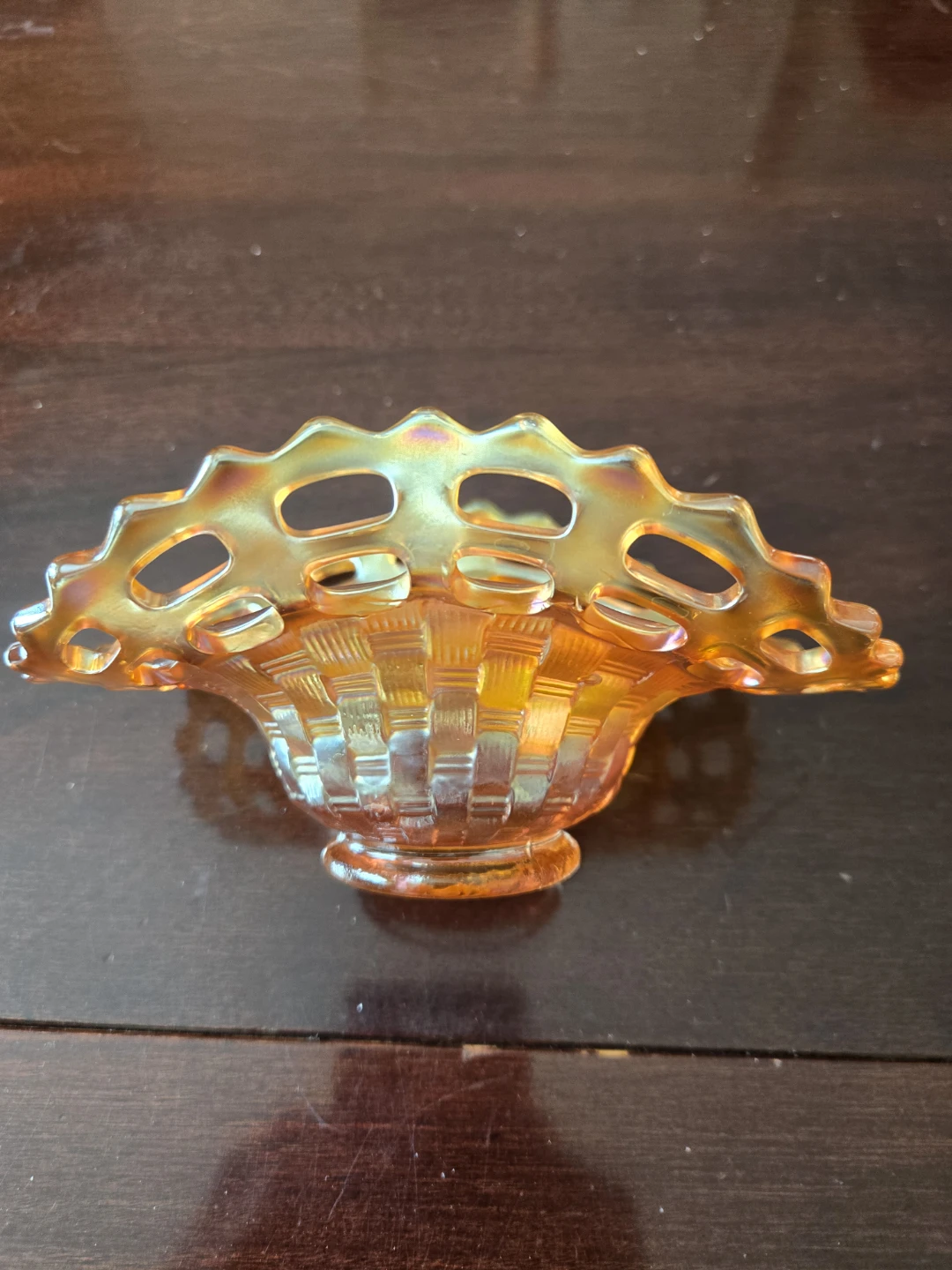 Glass Bowl - Marigold Orange Open Edge Basketweave - photo 4