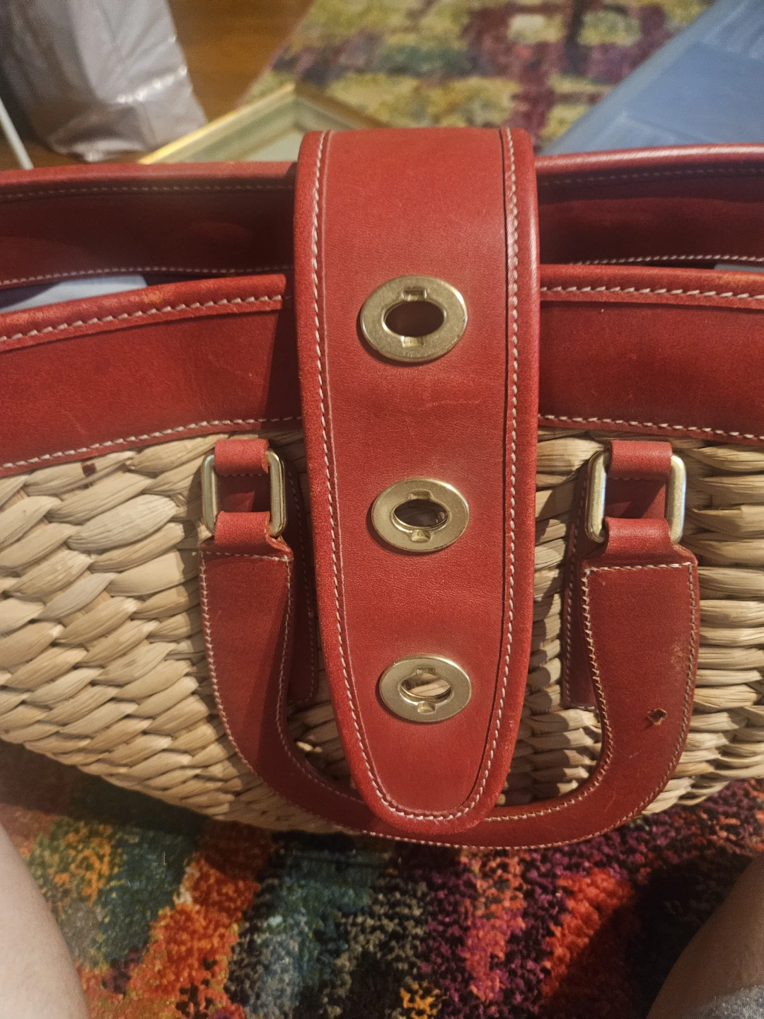 Coach Straw and Leather Handbag - photo 5