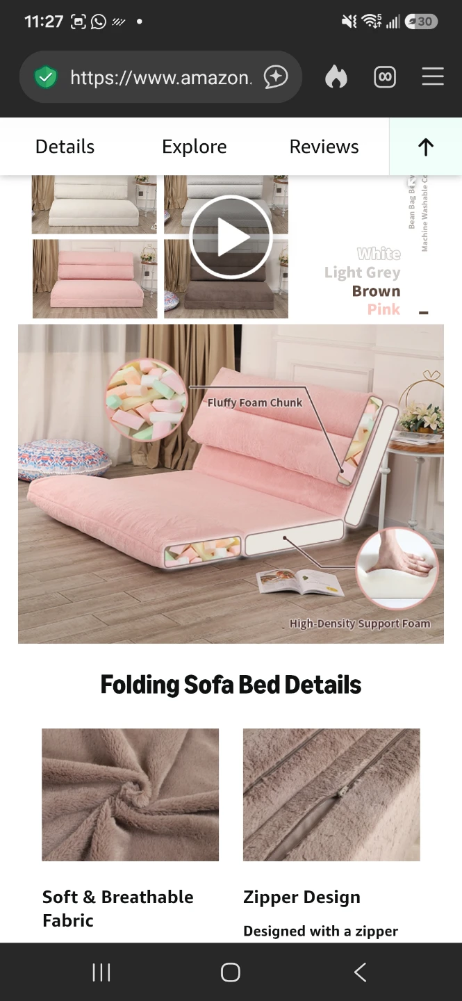 LOVMOC Pink Large Fluffy Sofa Bed