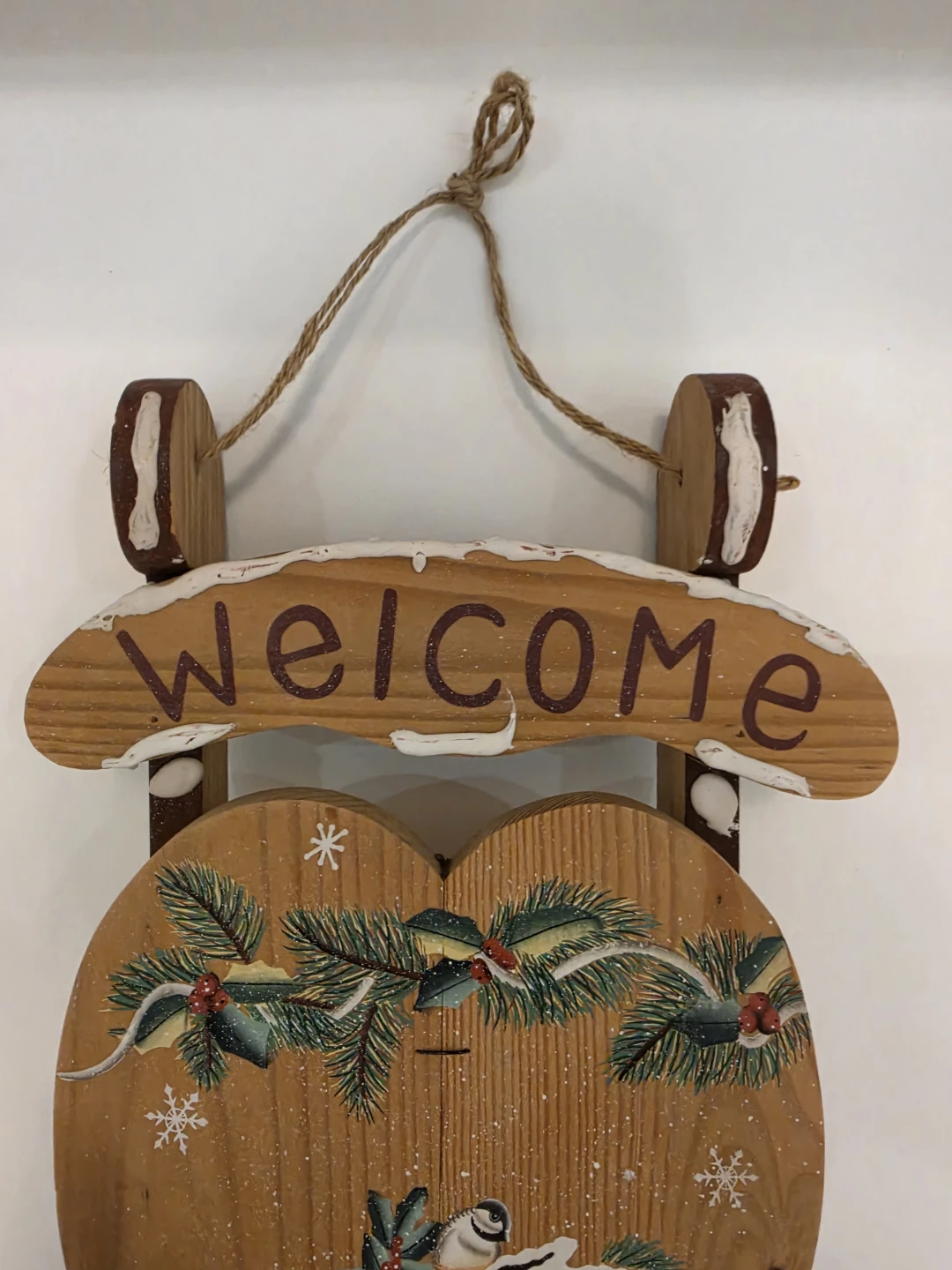 Holiday Wooden Sled Painted Welcome Sign Decoration - photo 2