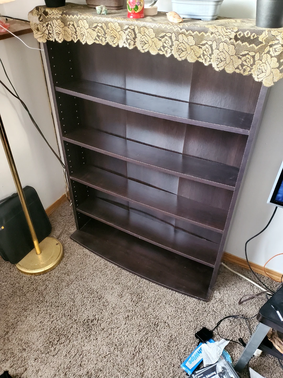 Dark Brown Five-Shelf Bookcase - photo 2