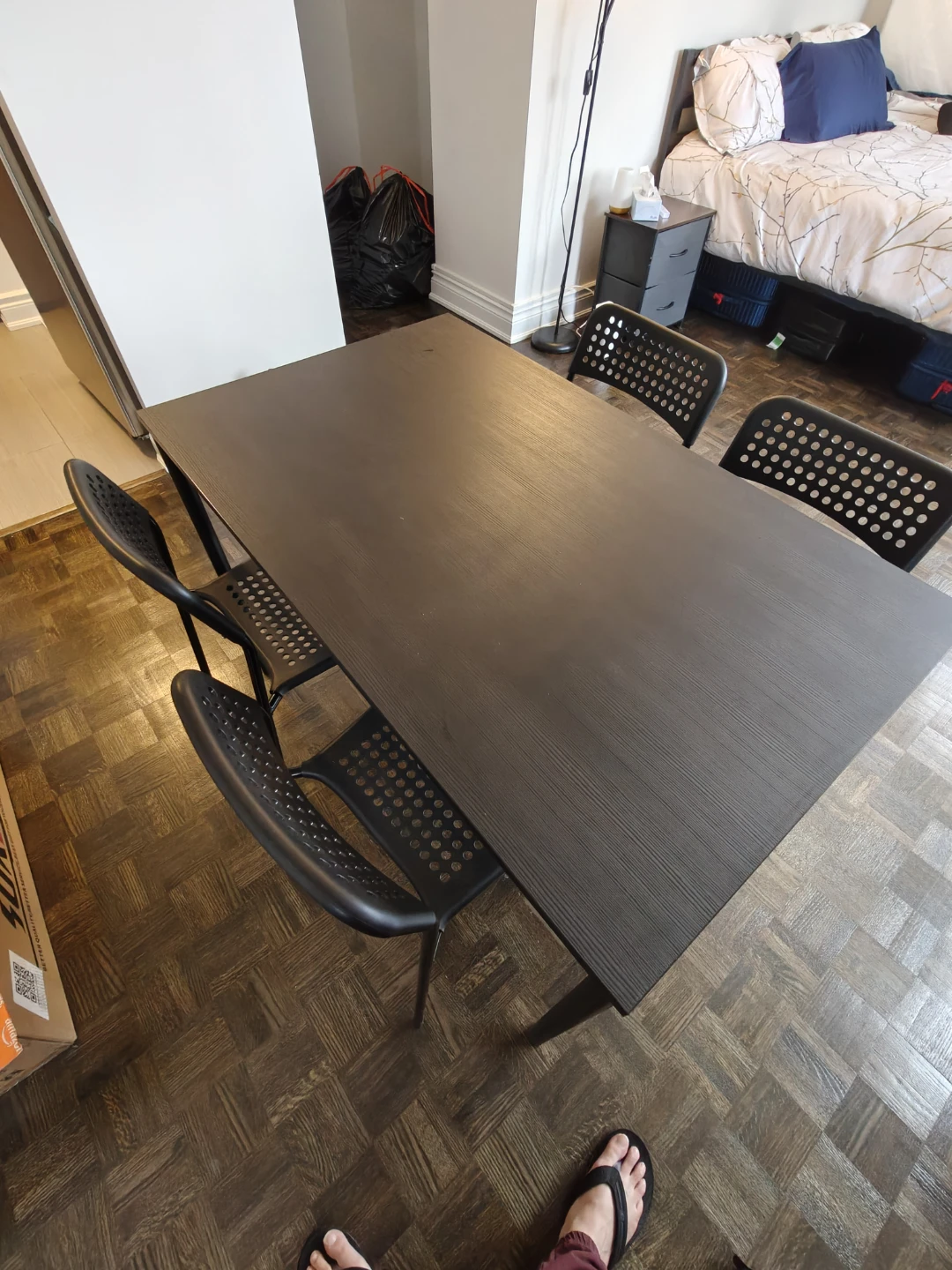 IKEA Black Dining Table with Four Chairs - photo 2