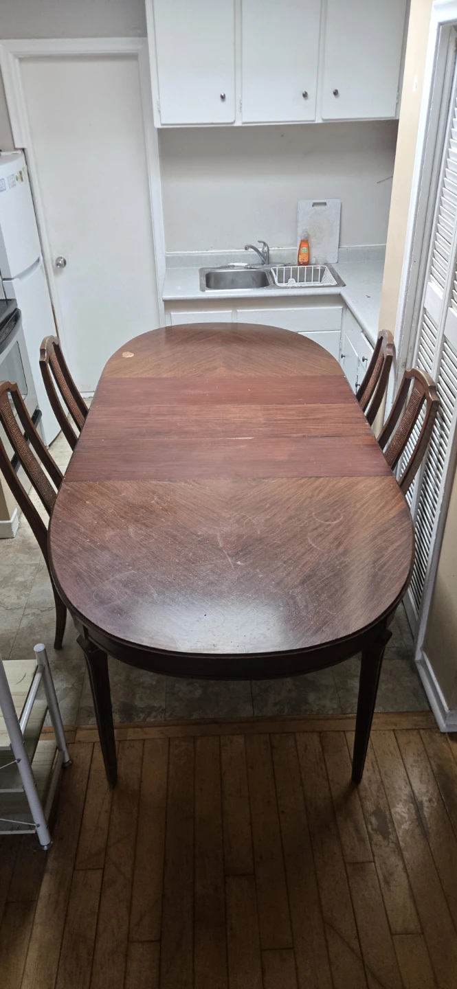 Vintage Solid Wood Dining Table With 3 Partitions And 4 Chairs - photo 2