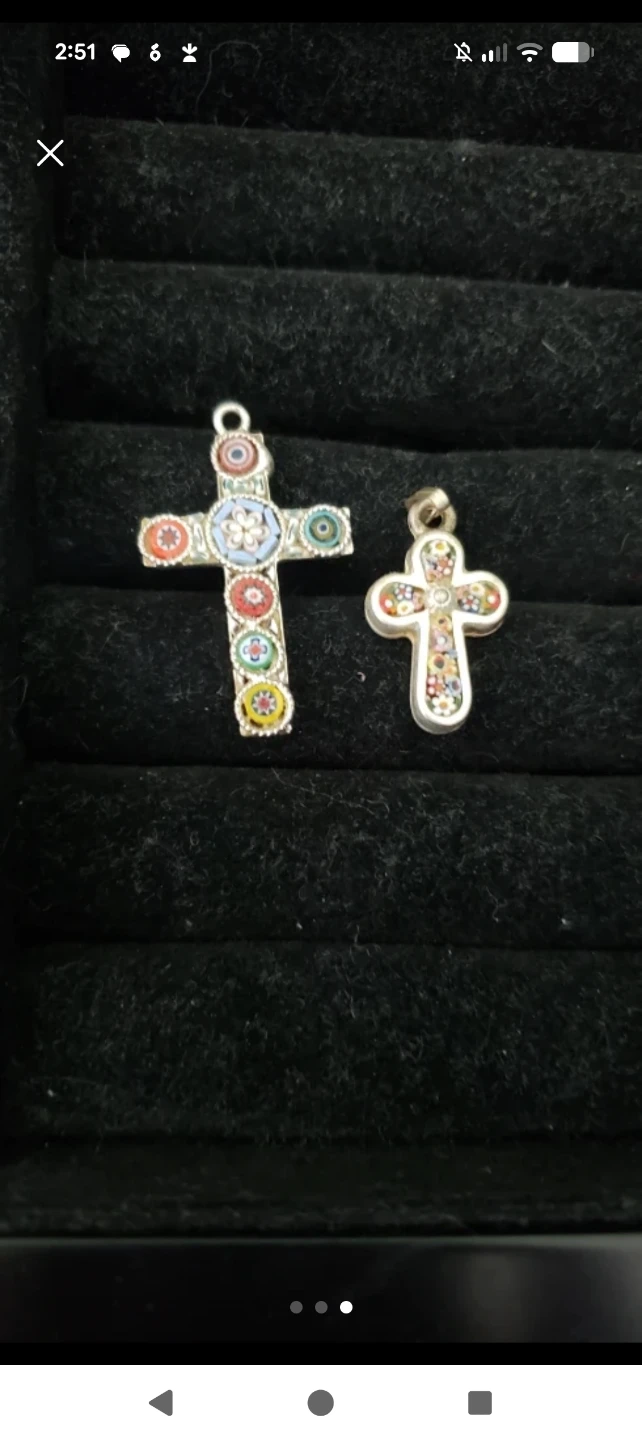 Assorted Millefiori and Stone Cross Pendants