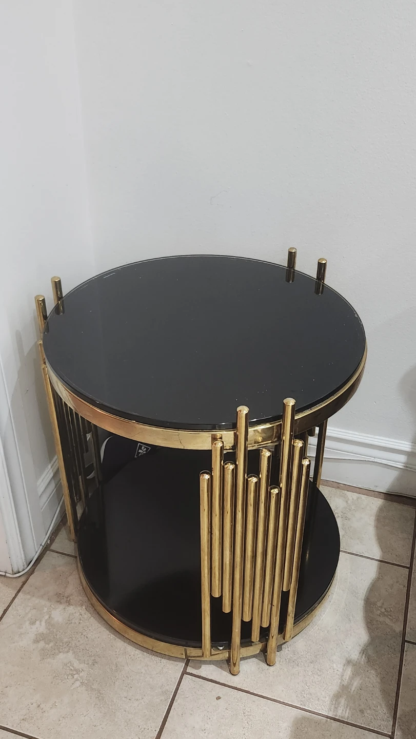 Black and Gold Round Side Table