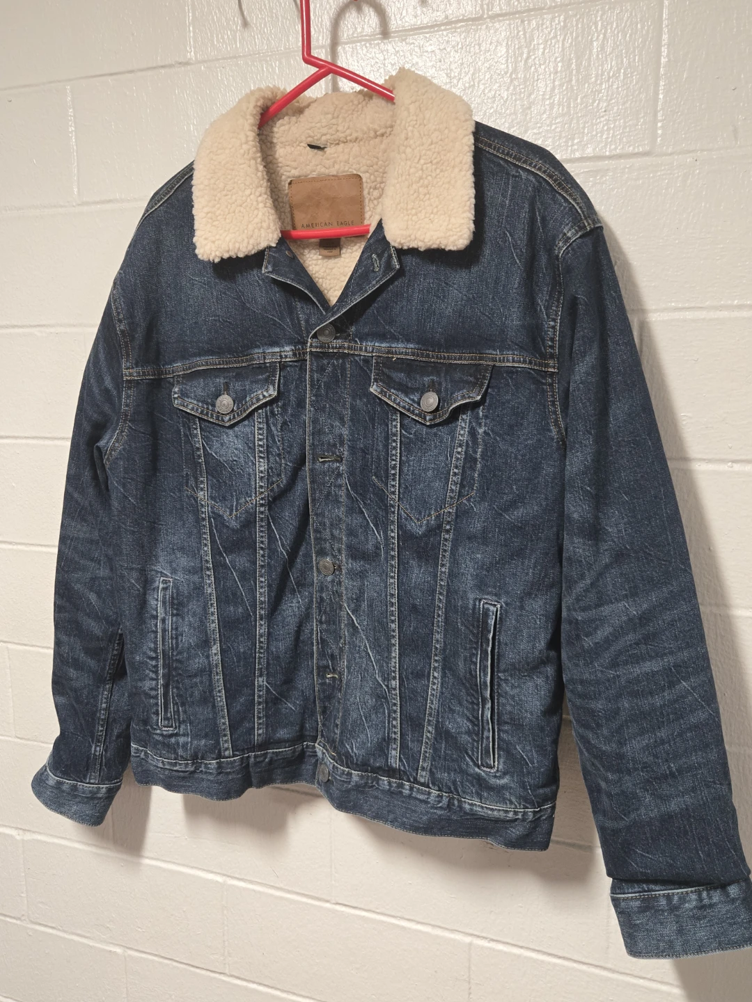 American Eagle Denim Sherpa Trucker Jacket Size Large - photo 5