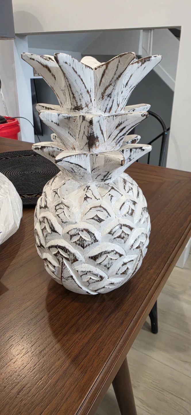 Distressed White Pineapple Decor