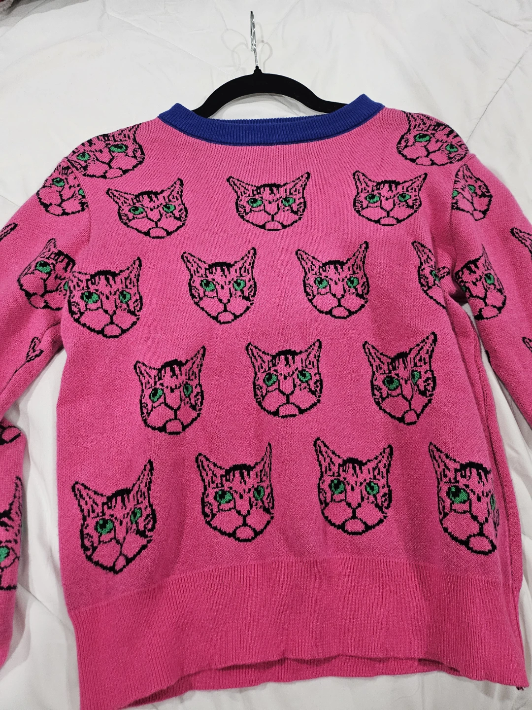 Pink Cat Pattern Knit Sweater - photo 2