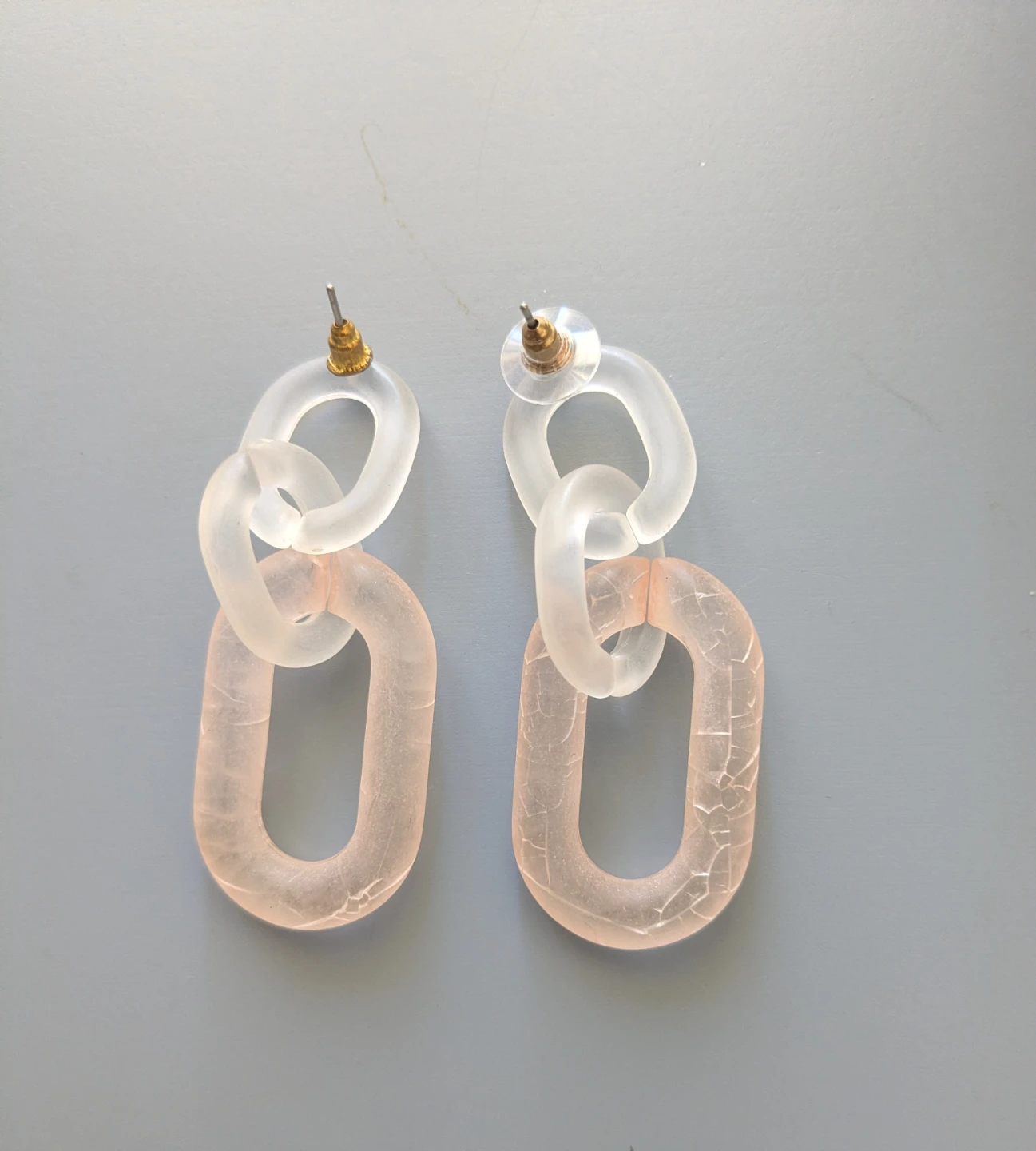 Frosted Clear Pink Acrylic Chain Link Dangle Earrings, 2.25 Inch - photo 2