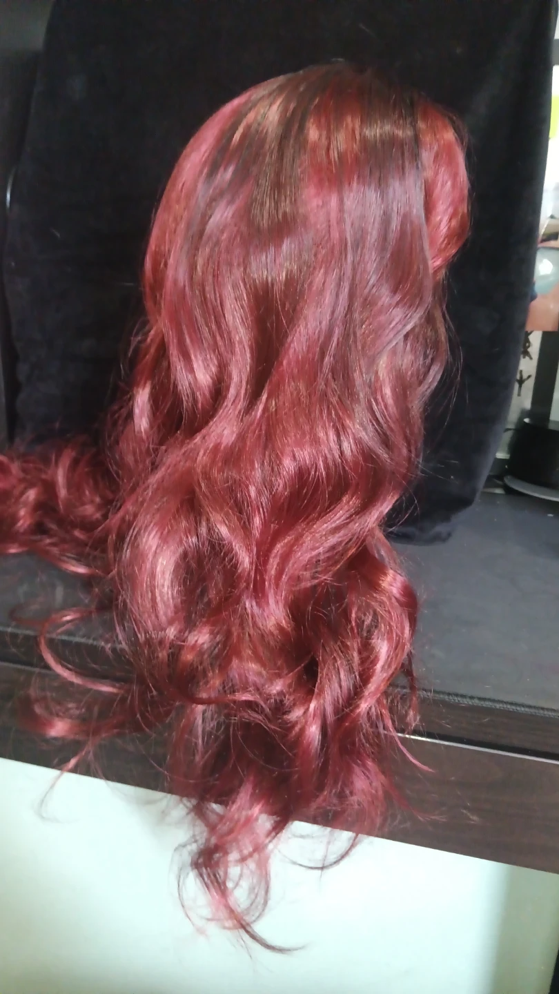 Burgundy and Black Wavy Synthetic Wig - photo 3