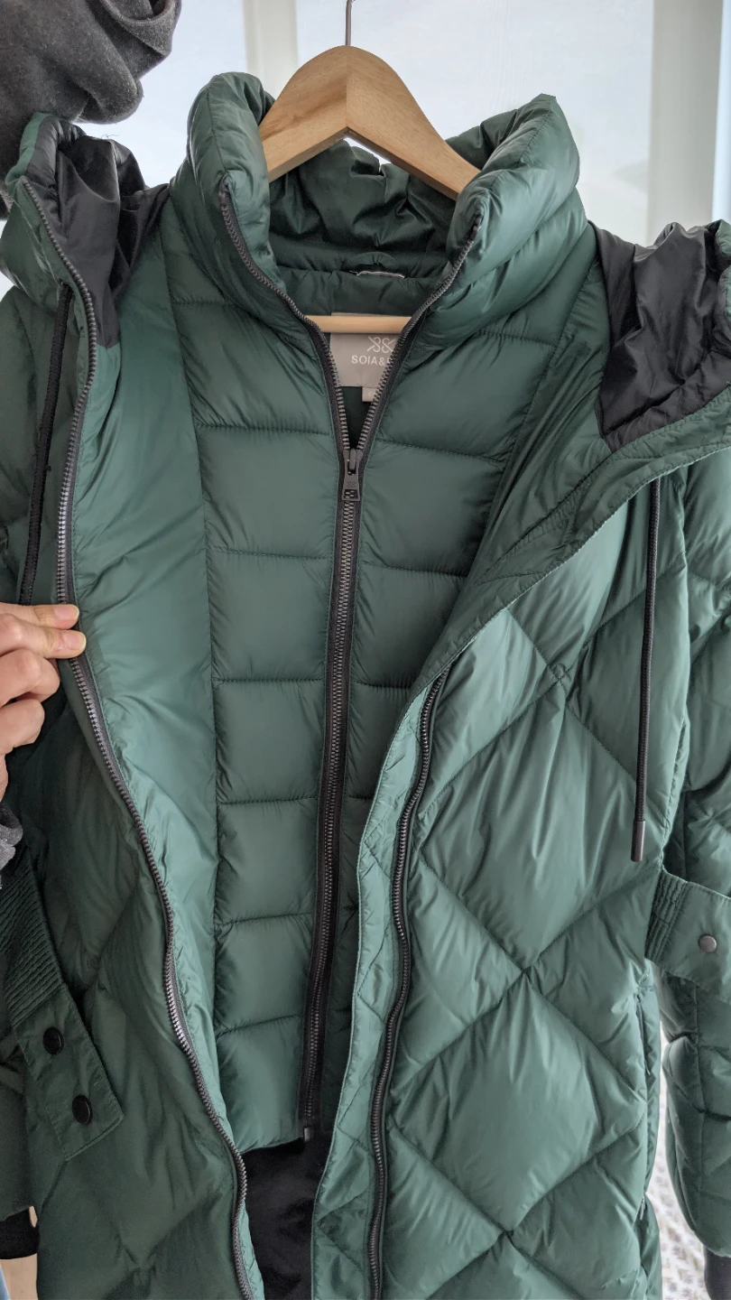 Soia & Kyo Long Down Coat with Double Zip Bib (Size S) - photo 4