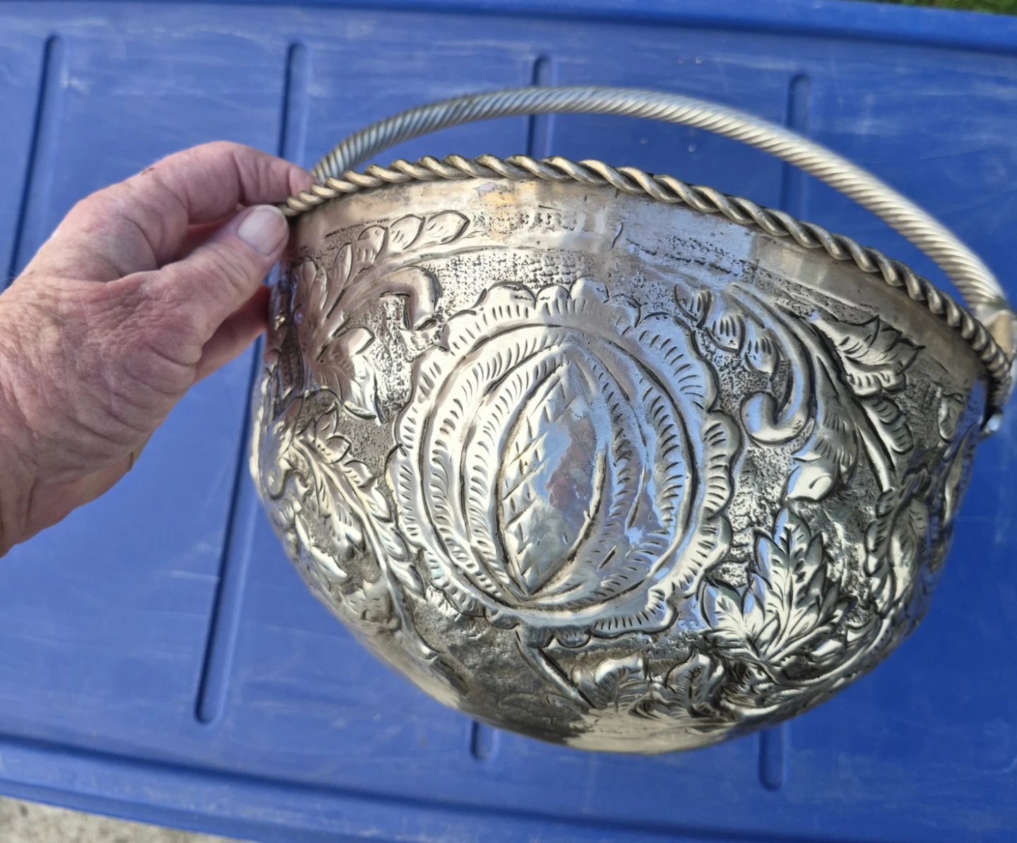 Vintage Embossed Metal Decorative Basket - photo 3