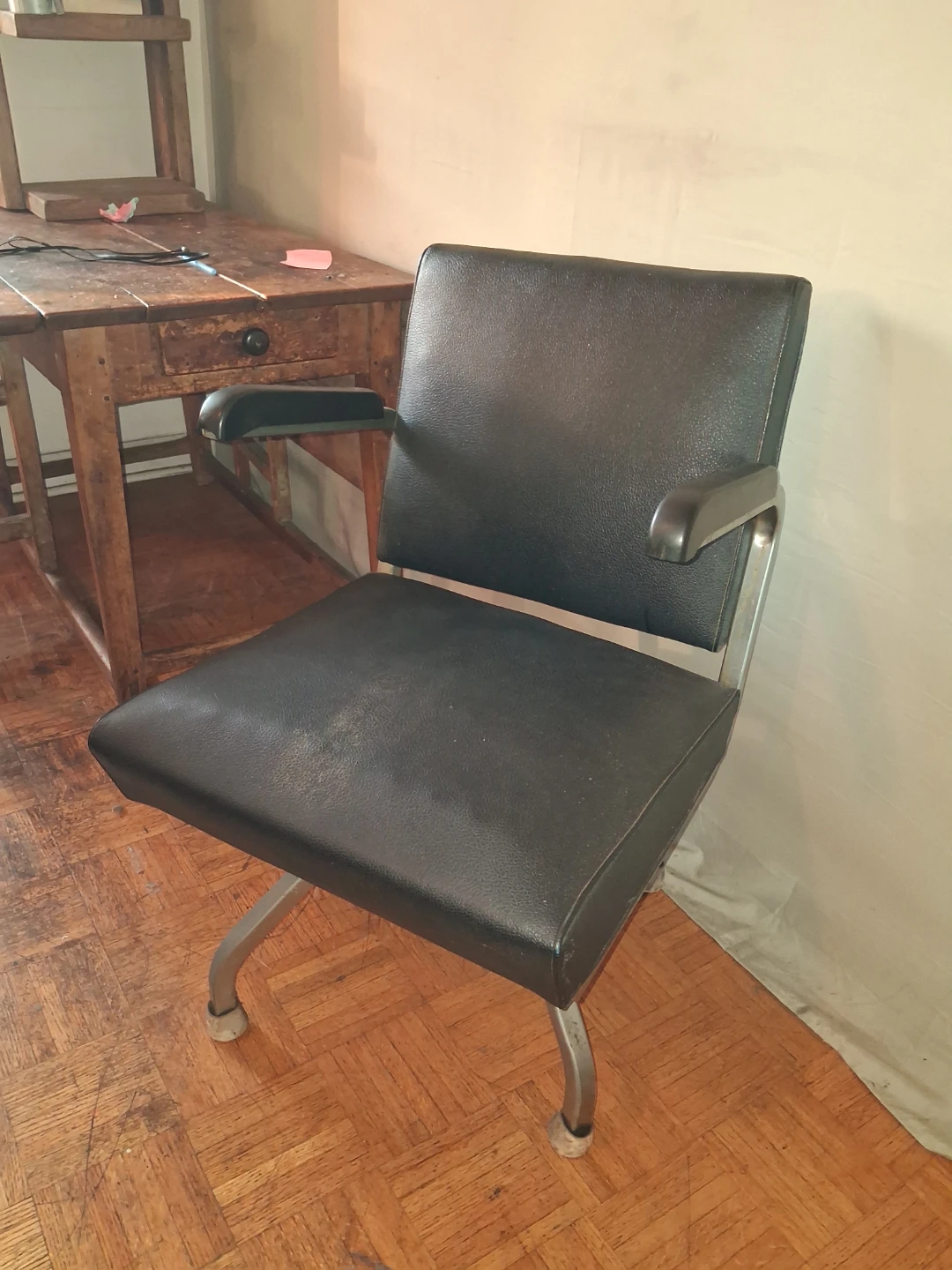 Vintage Black Vinyl Office Chair For Sale
