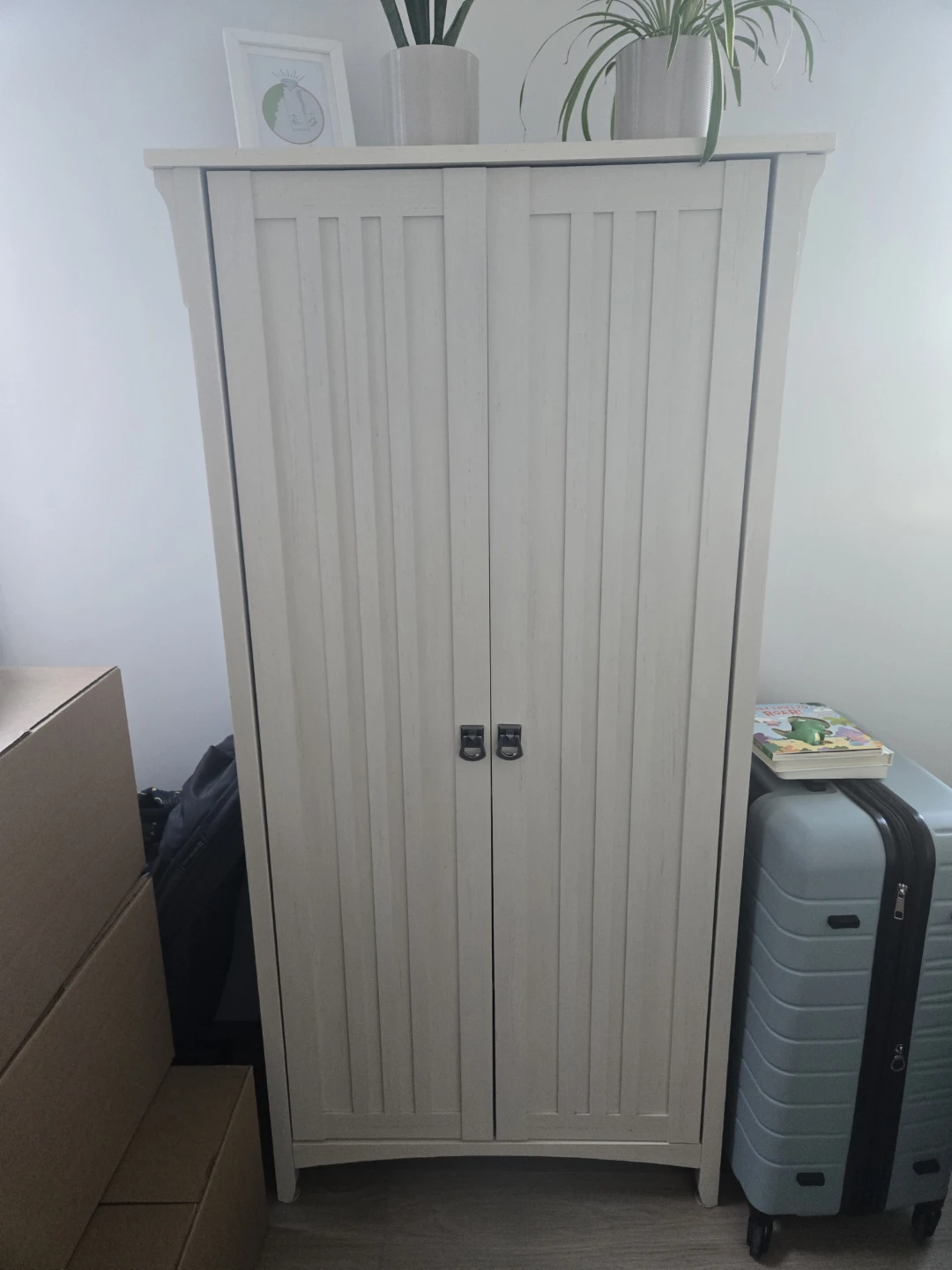 Off-White Tall Storage Cabinet