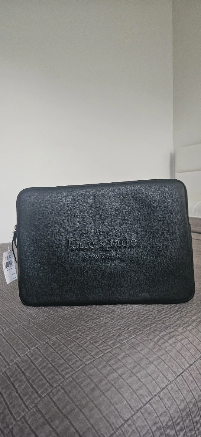 Kate spade Black Embossed Leather Laptop Sleeve 15" NWT