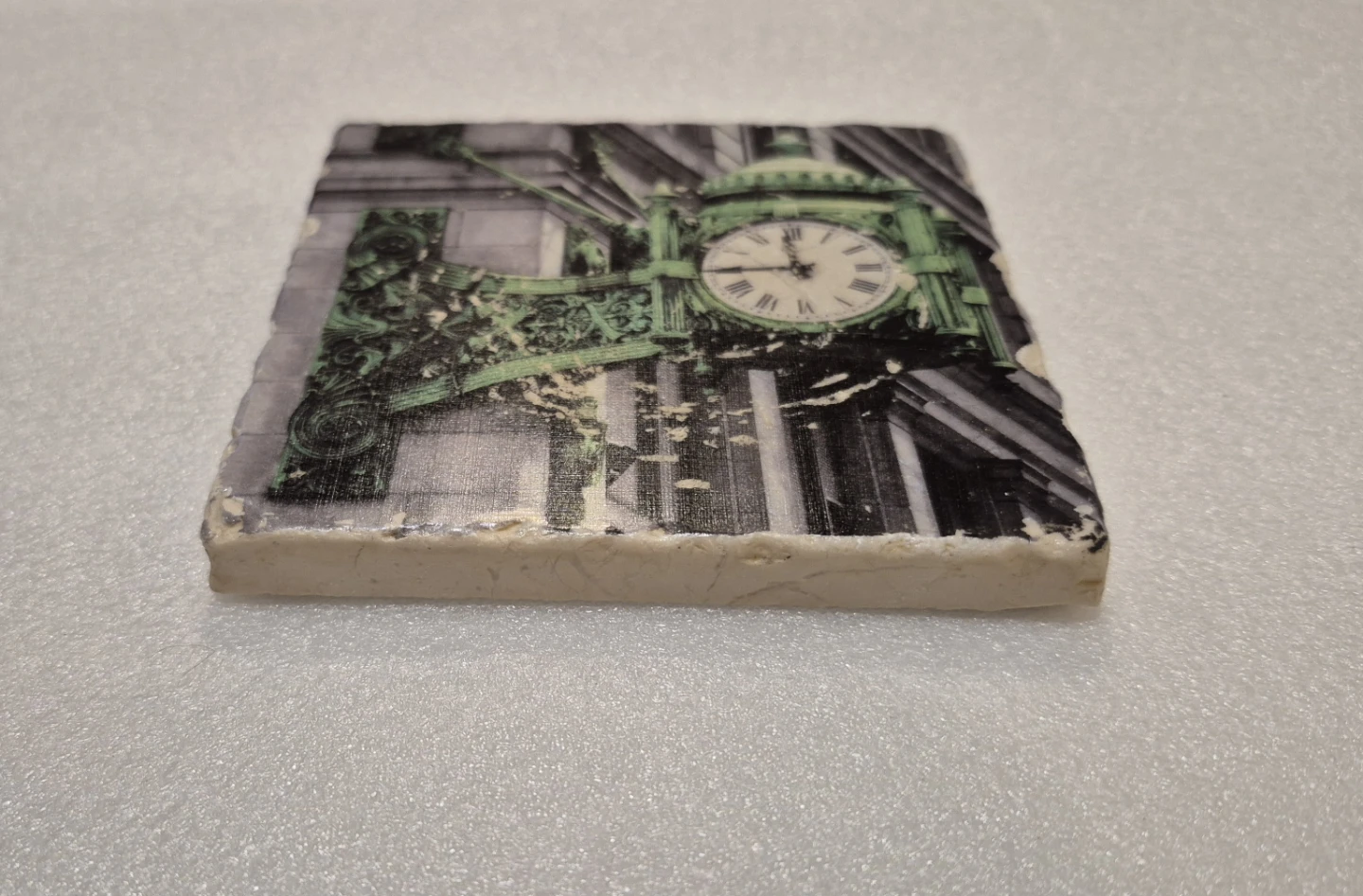 Marshall Field's Stone Clock Motif Drink Coaster - photo 2