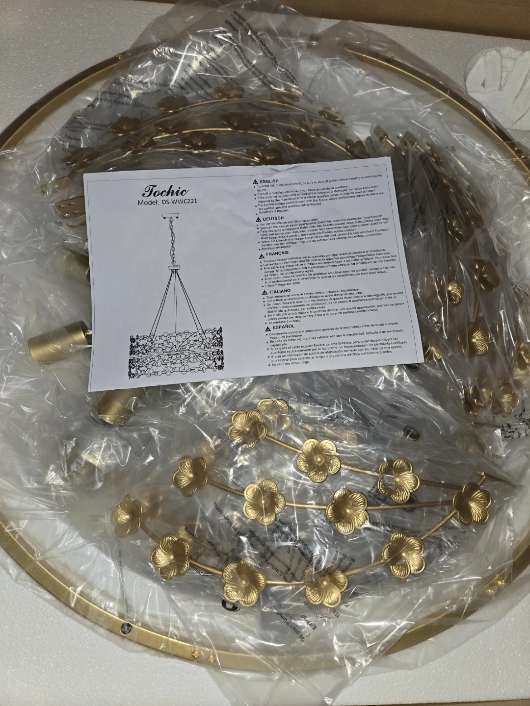 TOCHIC Gold Metal Flower Chandelier - photo 5