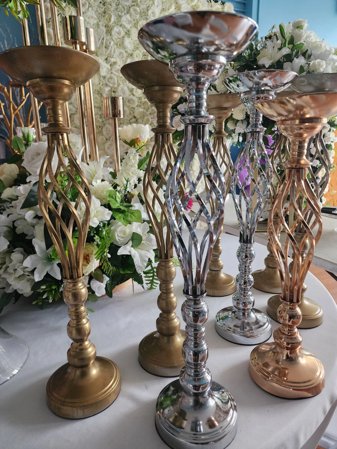 10Metal Pillar Candle Holders - Set of Assorted Colors - photo 4