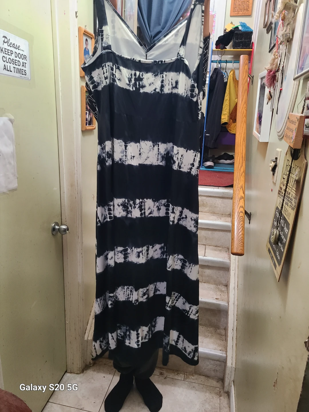 Black and white tie-dye maxi dress