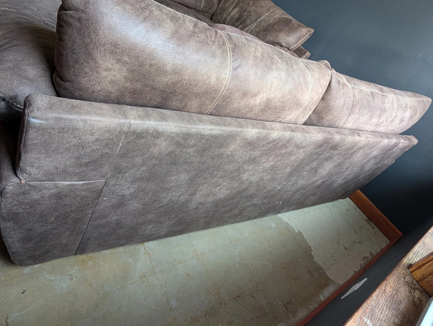 Brown Suede Living Room Sofa Set with Ottoman - photo 5
