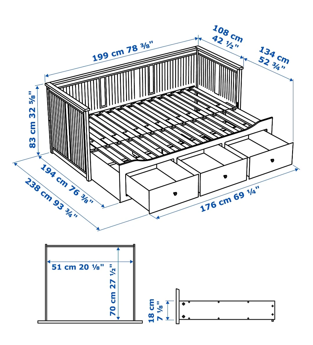 IKEA HEMNES Gray Twin Daybed Frame with 3 Drawers - photo 4