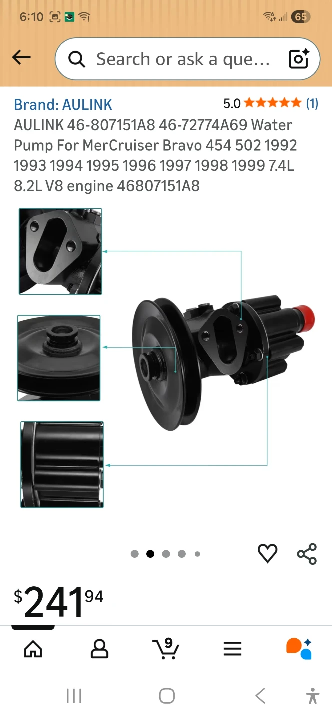 AULINK Water Pump for MerCruiser Bravo - photo 2