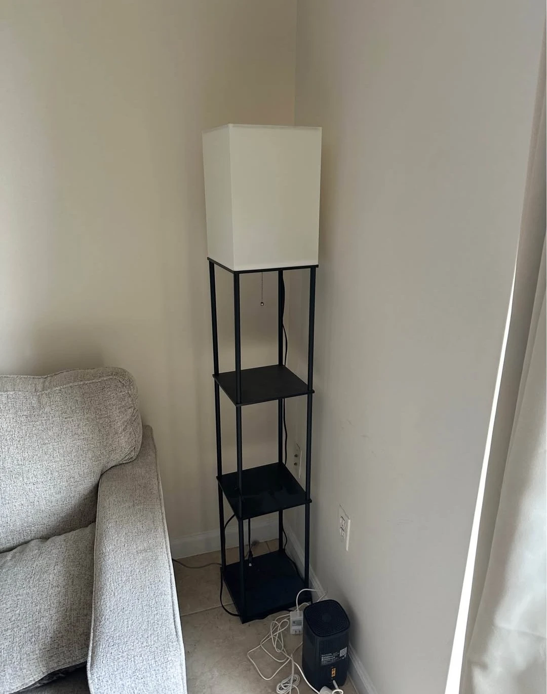 Black Floor Lamp with Shelves