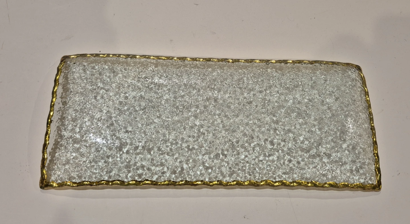 Decorative textured Glass Tray with Gold Trim (Skokie) - photo 3