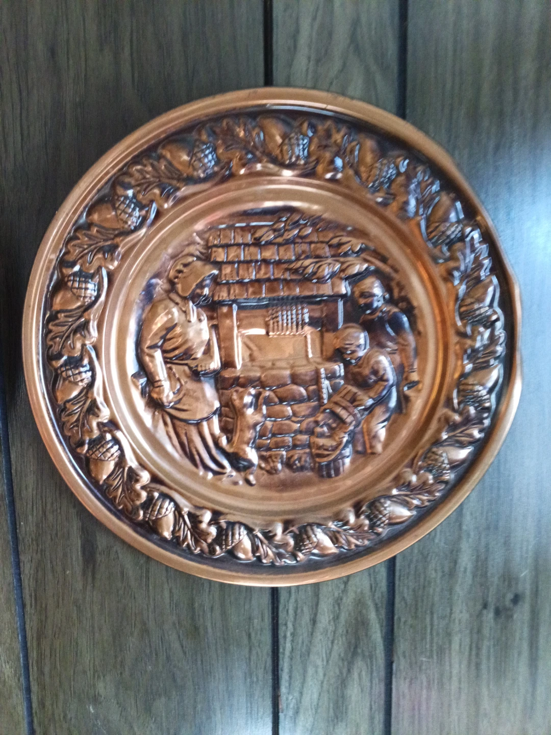 Vintage Embossed Copper Wall Plate