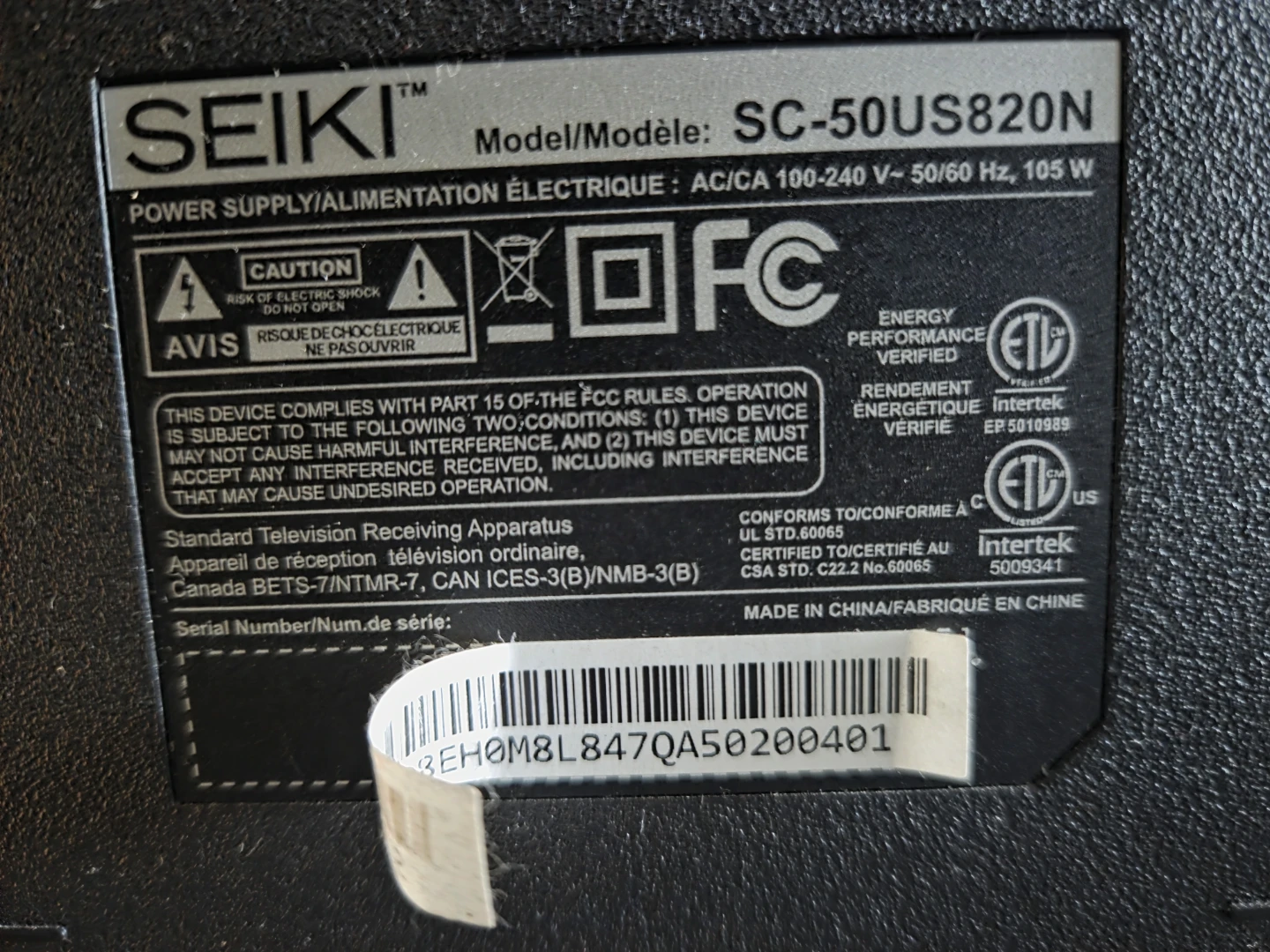 Seiki 50-inch 4K LED TV and TV desk - photo 3
