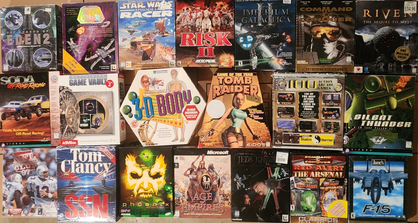 Big Box Pc Collection of 20 Vintage PC CD-ROM Games