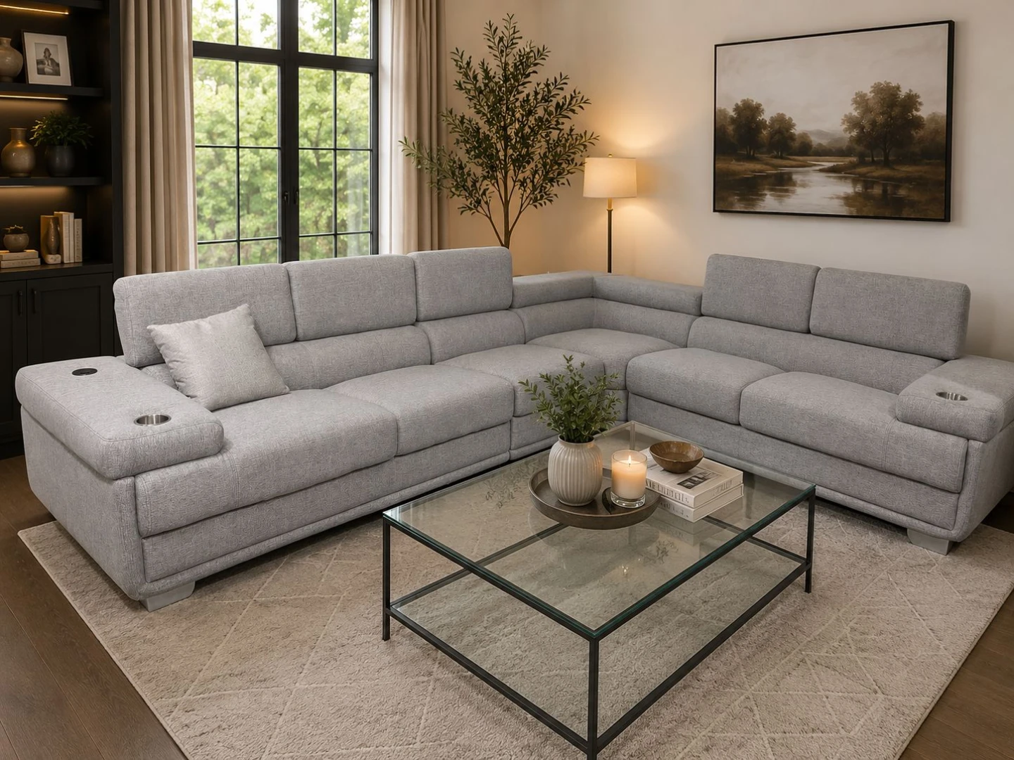 Sectional Sofa with Cup Holders
