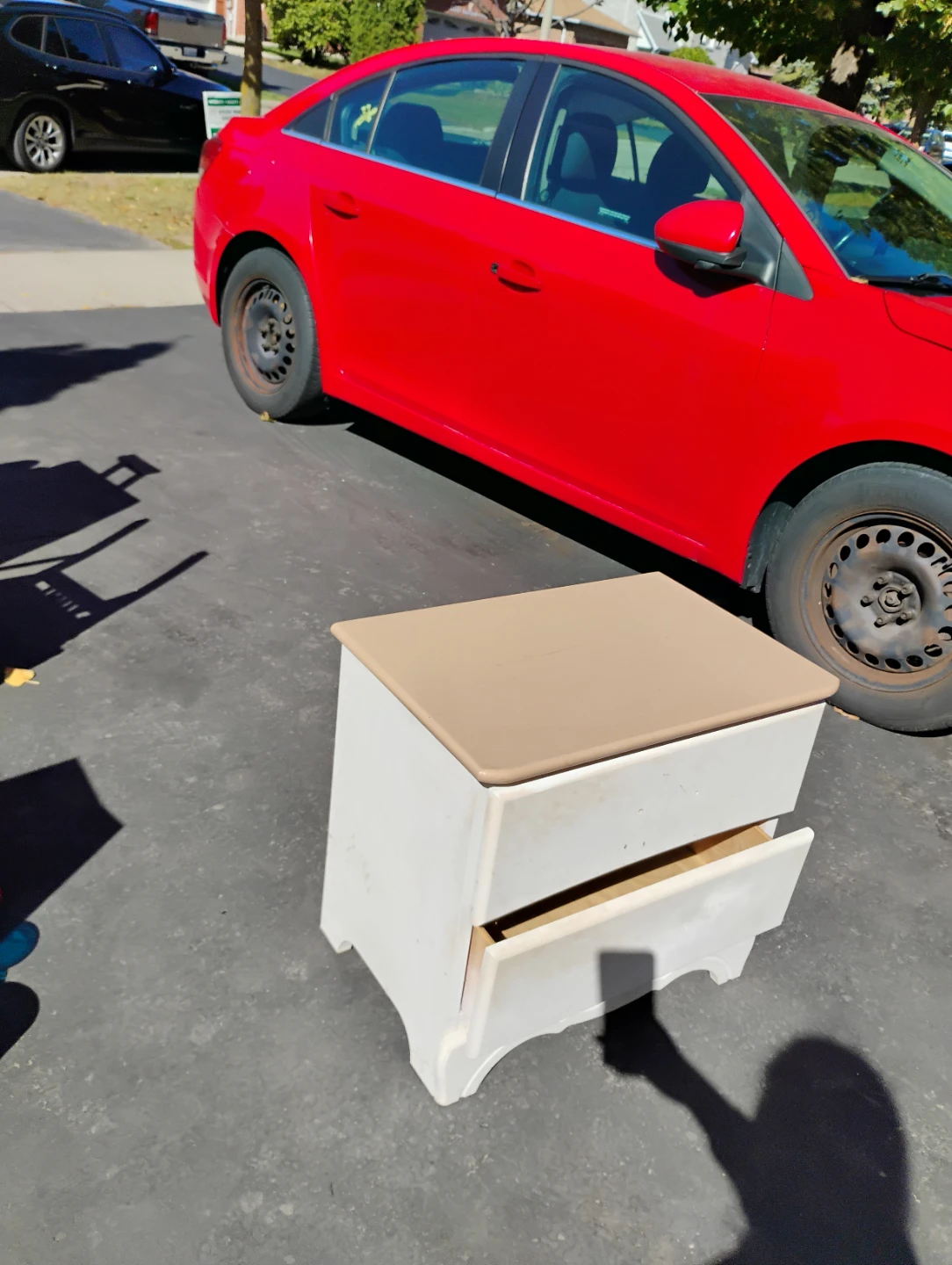 Two-Drawer White and Beige Nightstand - photo 3