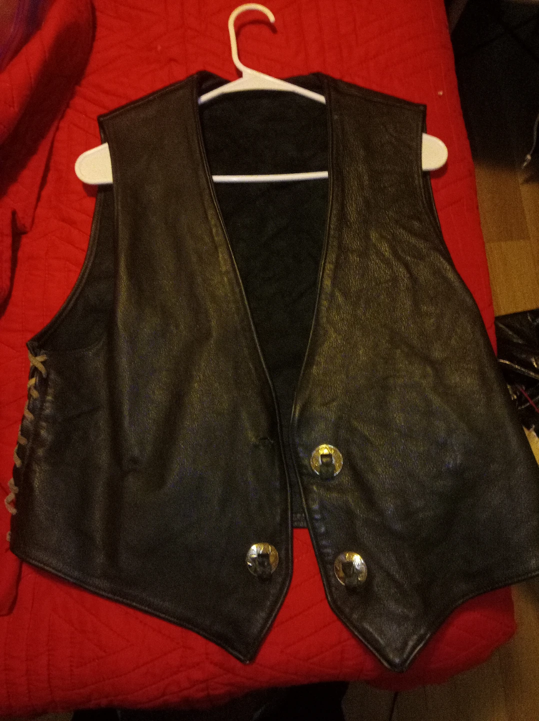 Black Leather Motorcycle Vest