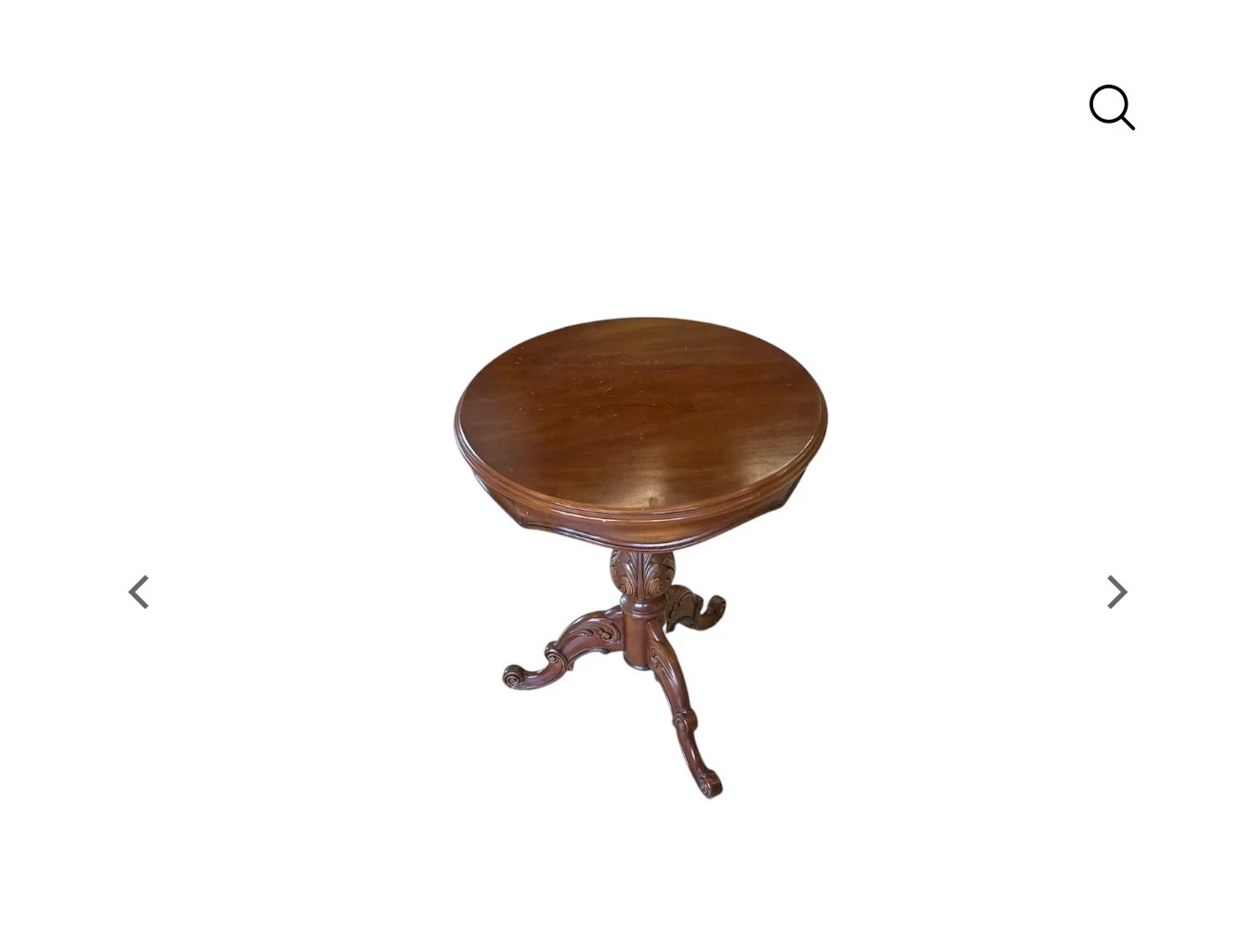 Baroque-style Round Solid Wood Pedestal Side Table