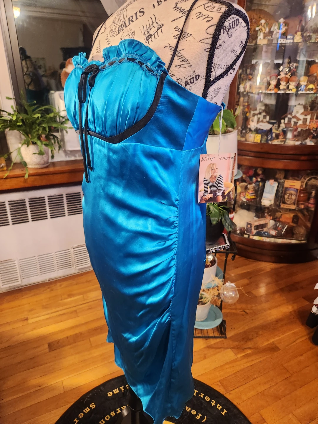 Betsey Johnson Vintage NWT Turquoise 100% Silk Slip Dress - photo 3