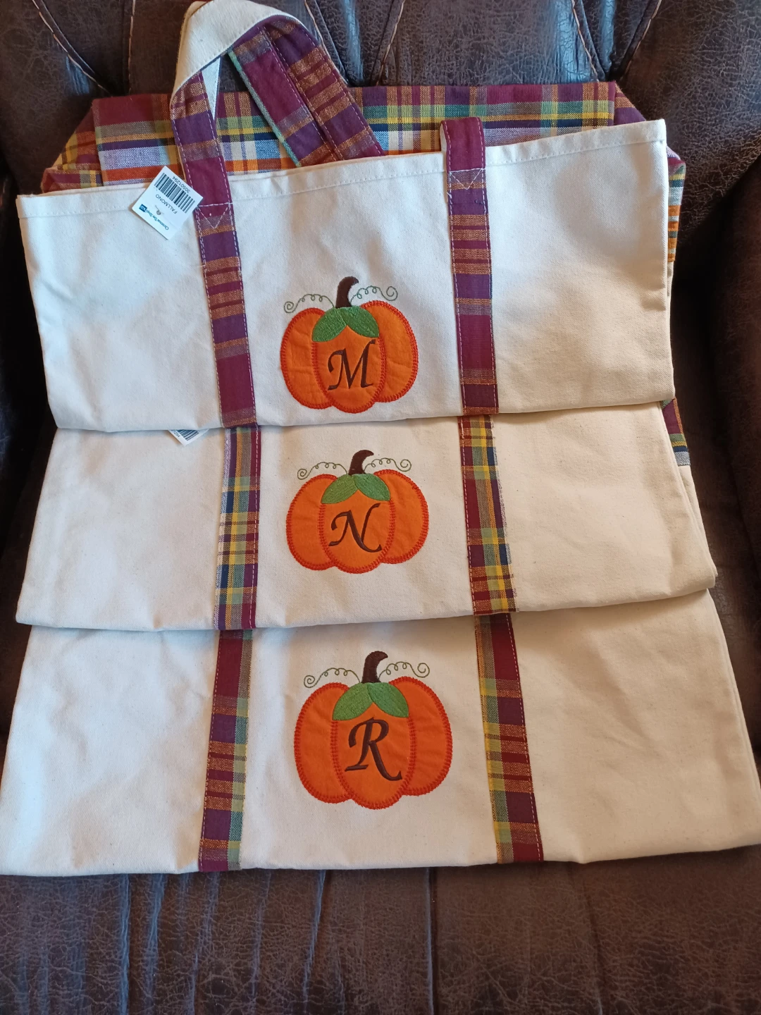 Fall Monogram Pumpkin Tote Bags - photo 2