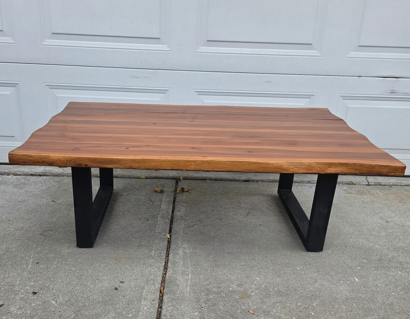 Solid Acacia Wood Live Edge Coffee Table in Pecan w Black U-Legs - photo 3