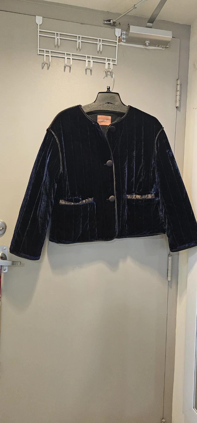 Wave + Whisper Navy Blue Velvet Jacket