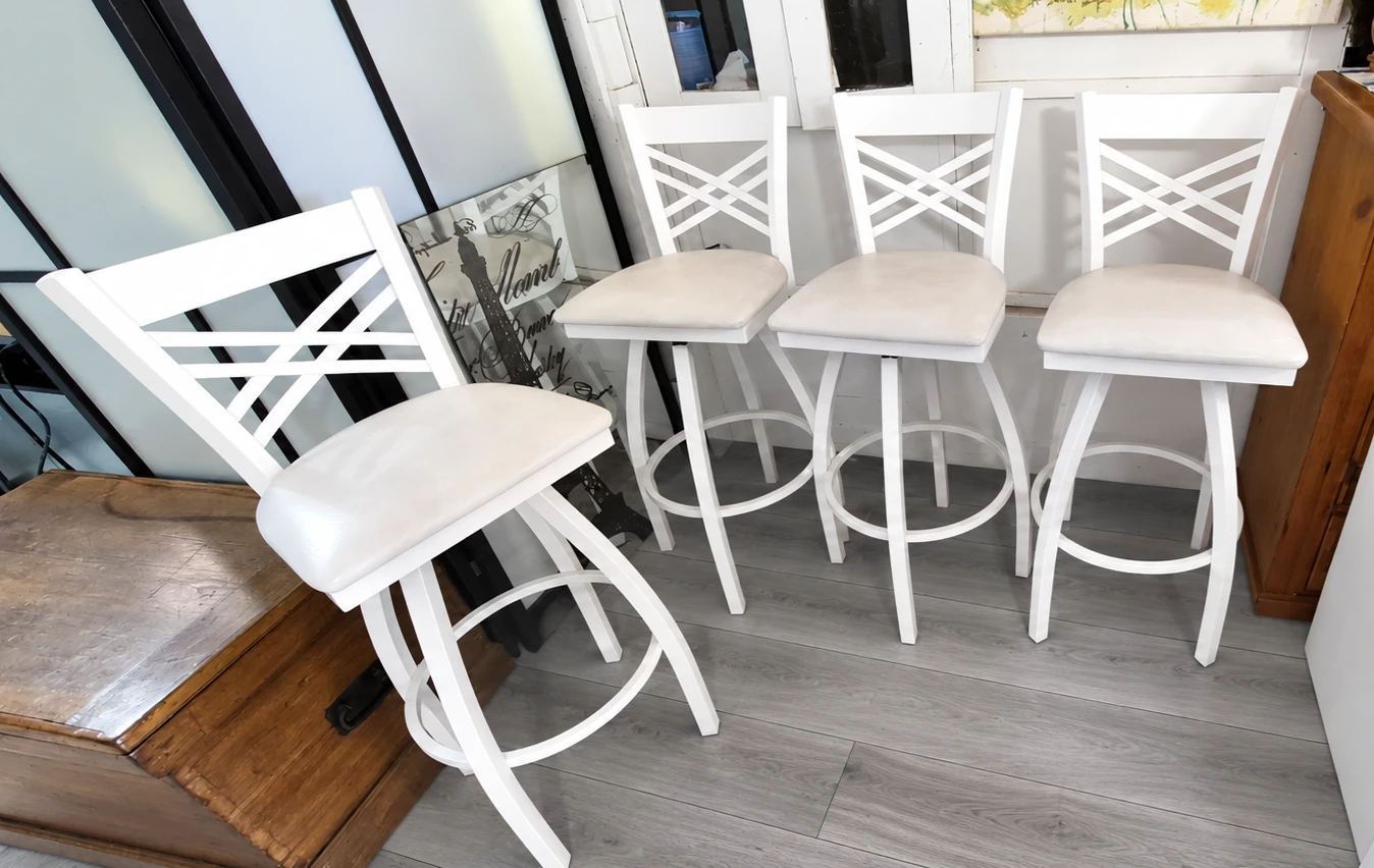 Set of 4 White X-Back Swivel Bar Stools - photo 2