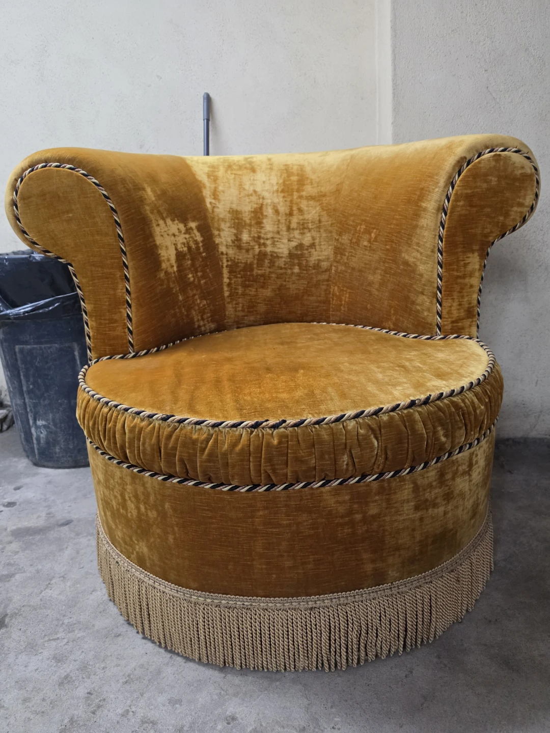 Vintage Yellow Velvet Accent Chair