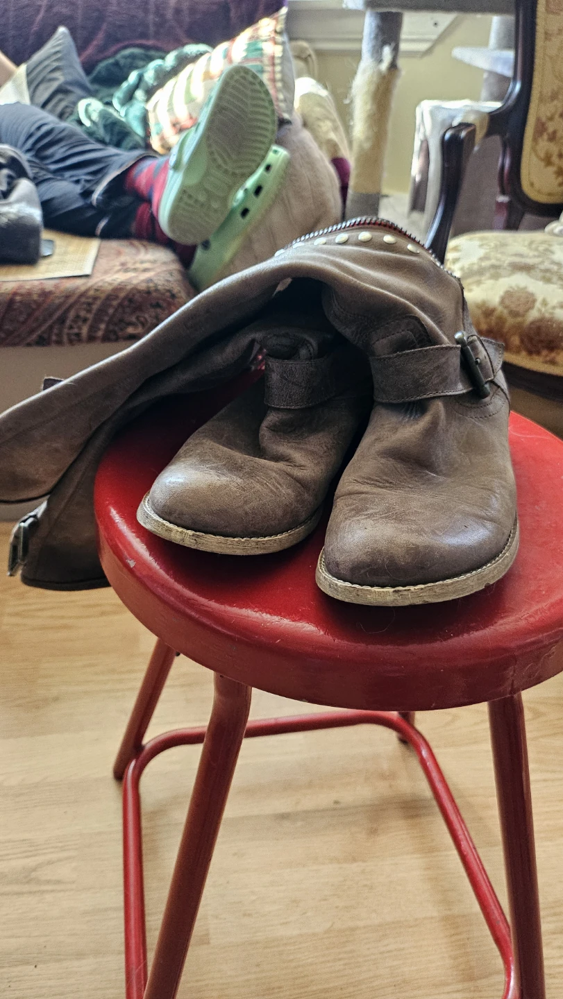 Brown Leather Buckle Boots