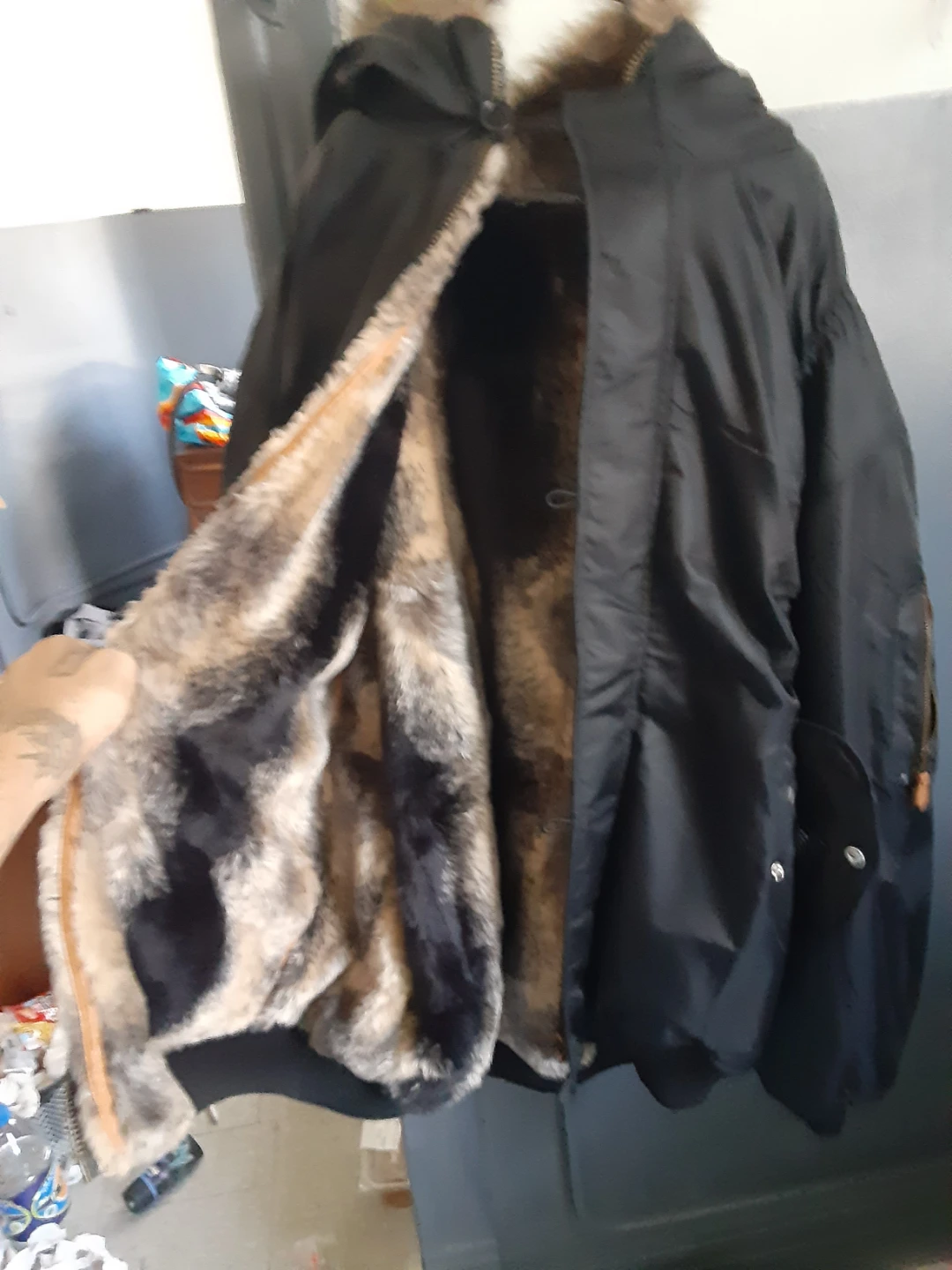 Black Parka with Faux Fur Lining