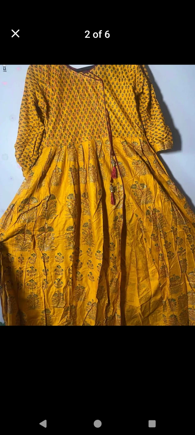 Yellow floral print dress with matching dupatta - photo 2